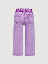 Small) Girls Cotton Washed Denim Jeans With Star Pattern, Casual Outdoor Fashion